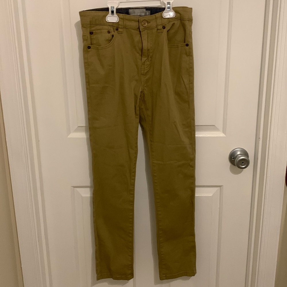 Lucky brand boys authentic skinny stretch pants color khaki size 12 worn once